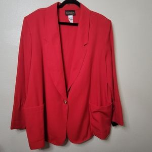 Vintage Requirements New Red Gold One Button Blazer Women's Size 22W Rayon Blend